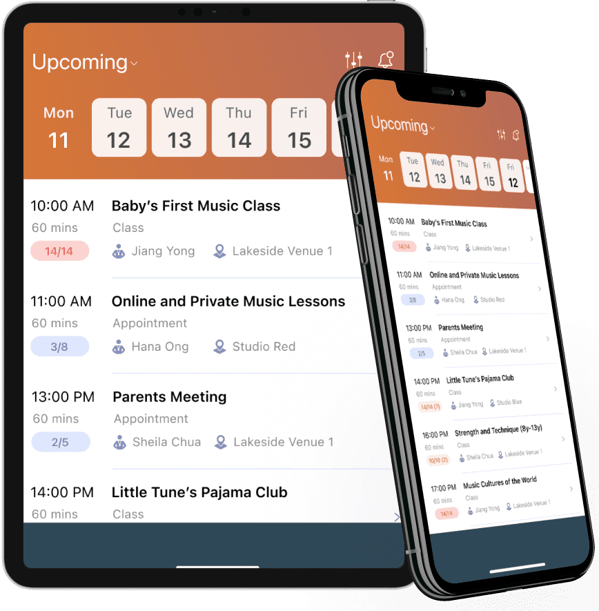 OClass Advantage schedule on mobile and tablet screen